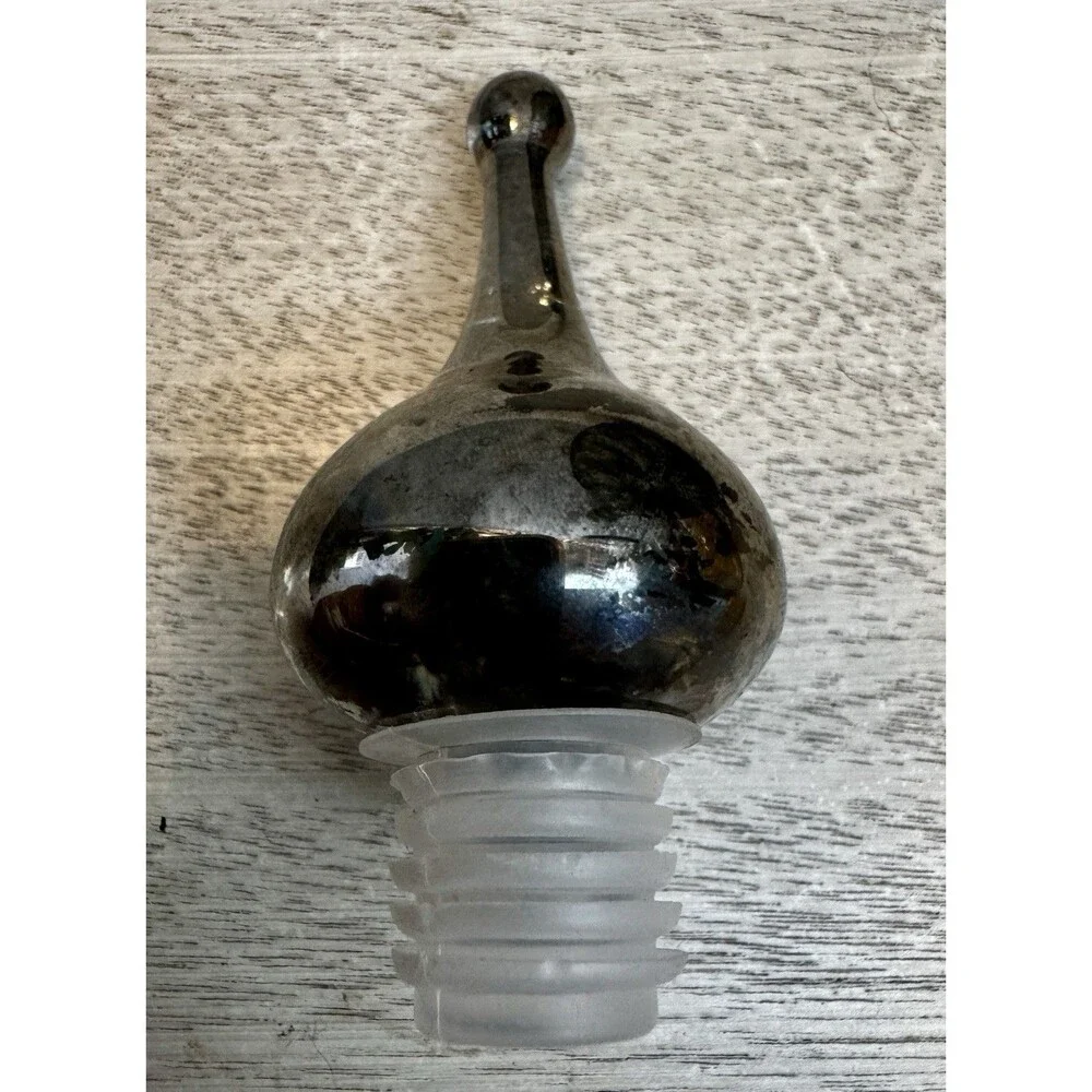 Vtg Italian Empoli Blue Silver Glass Vanity Bottle 9